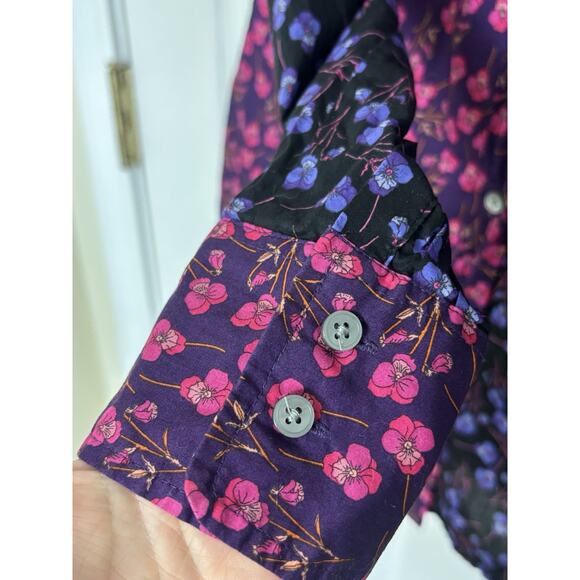 J Crew Liberty Fabrics Pink Purple Floral Button Up Size 2 Preppy Office - Picture 4 of 6